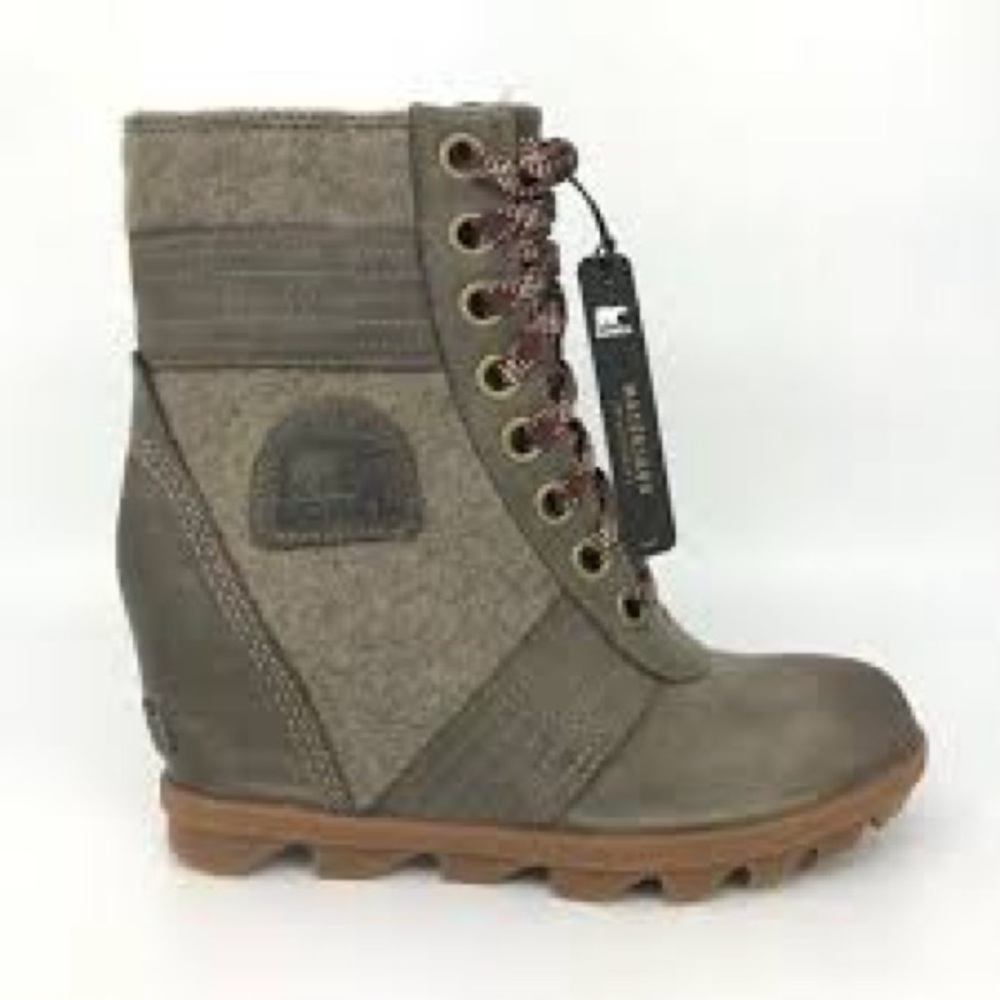 Sorel Women's Lexie Wedge Khaki II Winter Ankle Wedge Boots NL3778-297